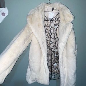 Cream furry coat H&M